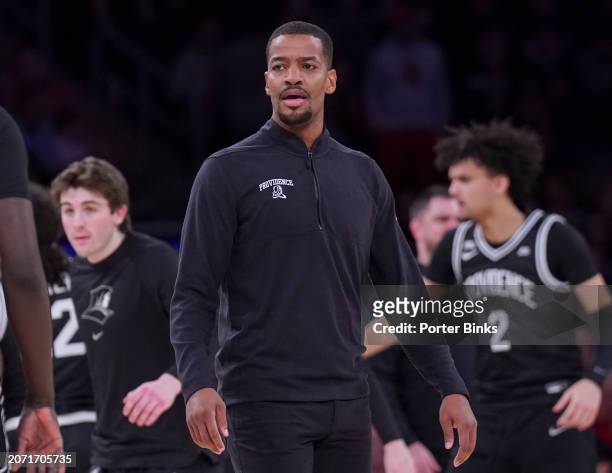 Head coach Kim English of the Providence Friars during a game against the St. John's Red Storm at Madison Square Garden on January 10, 2024 in New...