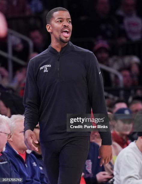 Head coach Kim English of the Providence Friars during a game against the St. John's Red Storm at Madison Square Garden on January 10, 2024 in New...