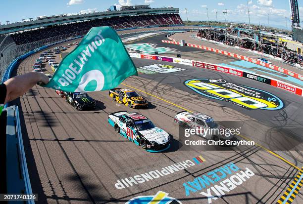 Cole Custer, driver of the Haas Automation Ford, leads the field to the green flag to start the NASCAR Xfinity Series Call 811.com Every Dig. Every...