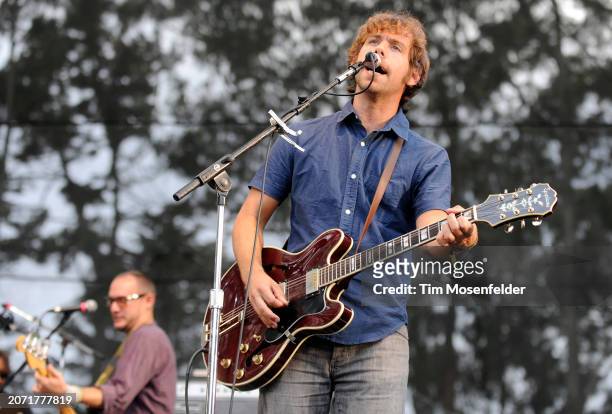 Aaron Dessner of The National performs during the Outside Lands Music & Arts festival at the Polo Fields in Golden Gate Park on August 28, 2009 in...