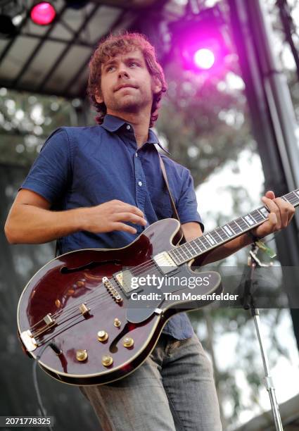 Aaron Dessner of The National performs during the Outside Lands Music & Arts festival at the Polo Fields in Golden Gate Park on August 28, 2009 in...