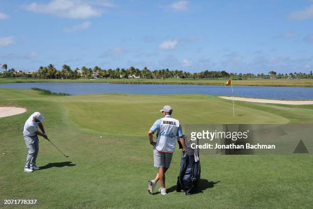 Scenic view is seen as Erik Barnes of the United States chips to the sixth green during the third round of the Puerto Rico Open at Grand Reserve Golf...