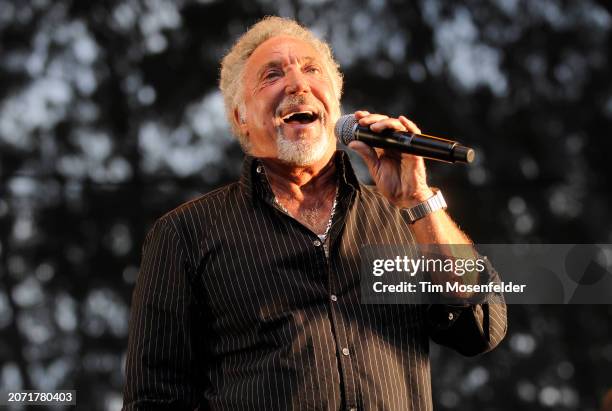 Tom Jones performs during the Outside Lands Music & Arts festival at the Polo Fields in Golden Gate Park on August 28, 2009 in San Francisco,...