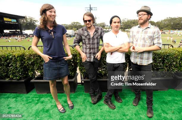 Nikki Monninger, Brian Aubert, Chris Guanlao, and Joe Lester of Silversun Pickups pose during the Outside Lands Music & Arts festival at the Polo...