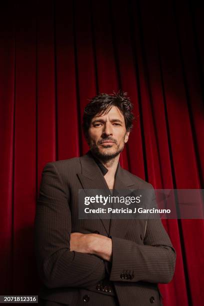 Andres Velencoso poses during a portrait session at Teatro Cervantes during the Malaga Film Festival 2024 on March 07, 2024 in Malaga, Spain.