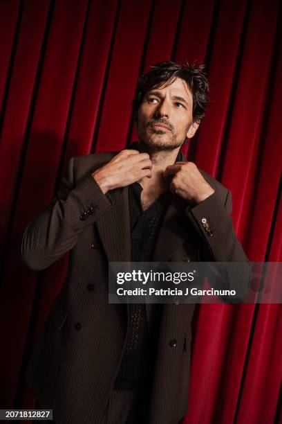 Andres Velencoso poses during a portrait session at Teatro Cervantes during the Malaga Film Festival 2024 on March 07, 2024 in Malaga, Spain.