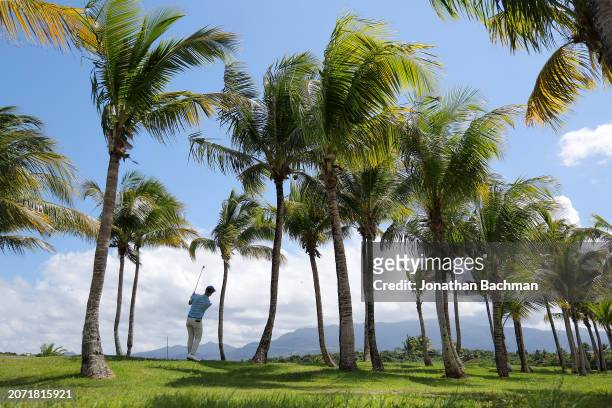 Kevin Streelman of the United States plays a second shot on the second hole during the third round of the Puerto Rico Open at Grand Reserve Golf Club...