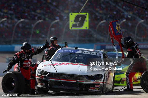 Cole Custer, driver of the Haas Automation Ford, pits during the NASCAR Xfinity Series Call 811.com Every Dig. Every Time. 200 at Phoenix Raceway on...