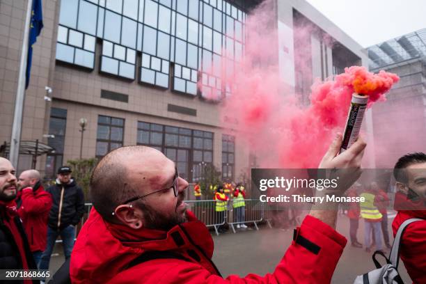 About 2.000 people, called by the 'Feferation generale du travail de Belgique' / 'Algemeen Belgisch Vakverbond' demonstrate against austerity in the...