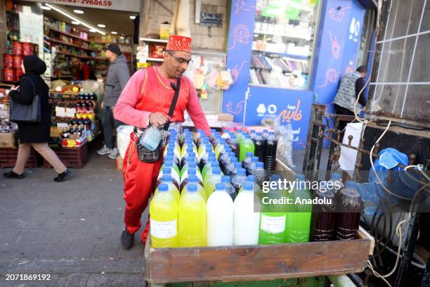 Vender is seen the Palestinians living in West Bank do not decorate the streets and light lanterns during the holy month Ramadan this year to be in...