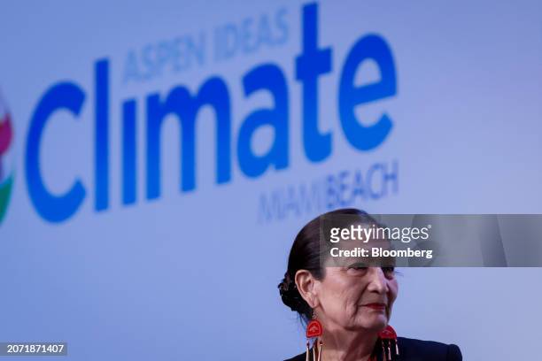 Deb Haaland, US secretary of the interior, during the Aspen Ideas: Climate conference in Miami Beach, Florida, US, on Monday, March 2024. The event...