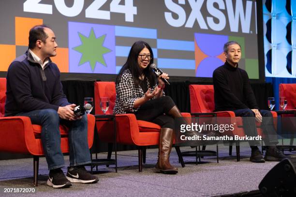 Kun Gao, Holly Liu and Patrick Lee at the Featured Session: Lessons Learned: The Next Frontier in Entertainment, Gaming, and Tech as part of SXSW...