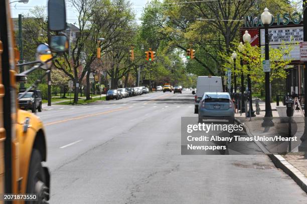 Madison Avenue between Lark and Allen streets where the city is looking to reduce the travel lanes on Wednesday, May 14, 2014 in Albany, N.Y.