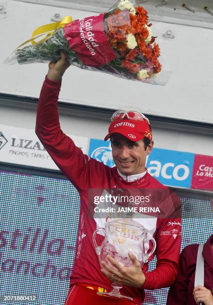French David Moncoutie of Cofidis celebrates his jersey for his mountain clasification on September 21, 2008 after 21st and last stage of the Tour of...