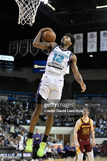 Rechon "Leaky" Black of the Greensboro Swarm shooting the ball against the Cleveland Charge on March 12, 2024 in Cleveland, Ohio at the Wolstein...