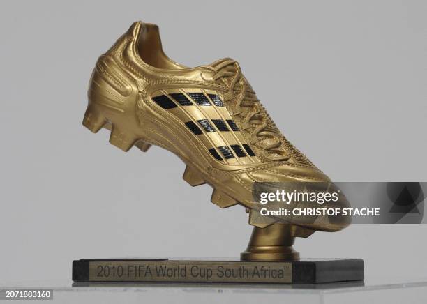 The FIFA Soccer World Cup 2010 award Golden Boot, pictured ahead of the awarding ceremony at the headquarters of German sportswear maker Adidas in...