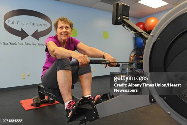 Margaret French of Saratoga Springs uses the rowing machine at Full Circle Fitness on Thursday, Feb. 12, 2015 in Albany, N.Y. The 71-yr-old is...