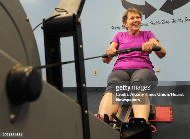 Margaret French of Saratoga Springs uses the rowing machine at Full Circle Fitness on Thursday, Feb. 12, 2015 in Albany, N.Y. The 71-yr-old is...