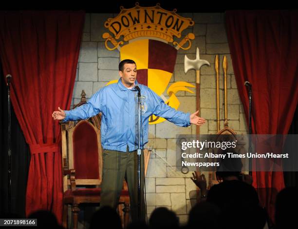 Zack Fink portrays Governor Andrew Cuomo during rehearsal night for this year's Legislative Correspondents Association show "Downton Andy" in the...