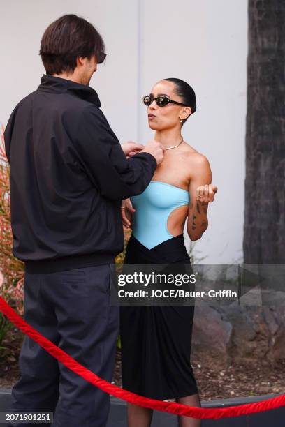 Zoe Kravitz is seen attending the Lenny Kravitz Hollywood Walk of Fame Star Ceremony on March 12, 2024 in Los Angeles, California.