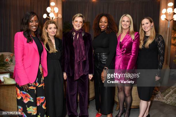 Liz Jenkins, Beatrice Springborn, Annette Bening, Pearlena Igbokwe, Kelly Campbell and Shannon Willett at the party for the premiere of "Apples Never...