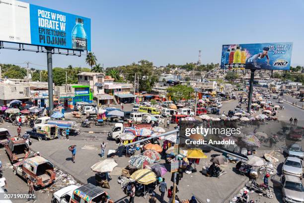 The view before the demonstration during a demonstration against CARICOM for the decision following the resignation of Haitian Prime Minister Ariel...