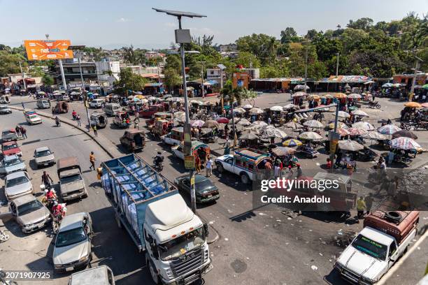 The view before the demonstration during a demonstration against CARICOM for the decision following the resignation of Haitian Prime Minister Ariel...