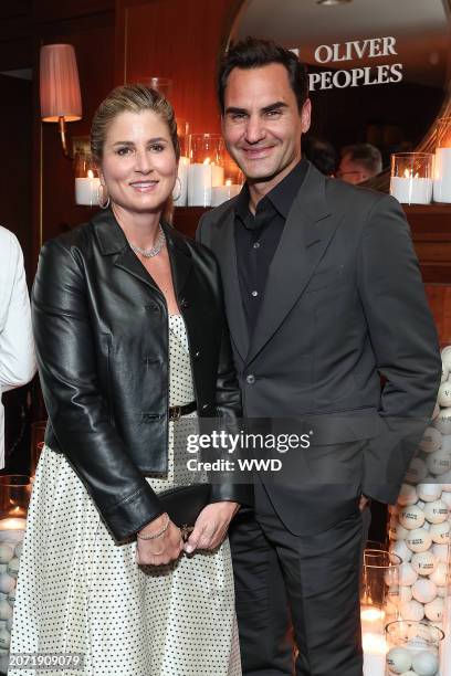 Mirka Federer and Roger Federer at the Oliver Peoples & Roger Federer launch event held at Tower Bar on March 12, 2024 in Los Angeles, California.