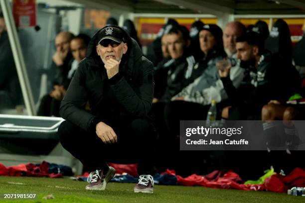 Coach of Stade Brestois 29 Eric Roy during the Ligue 1 Uber Eats match between RC Lens and Stade Brestois 29 at Stade Bollaert-Delelis on March 9,...