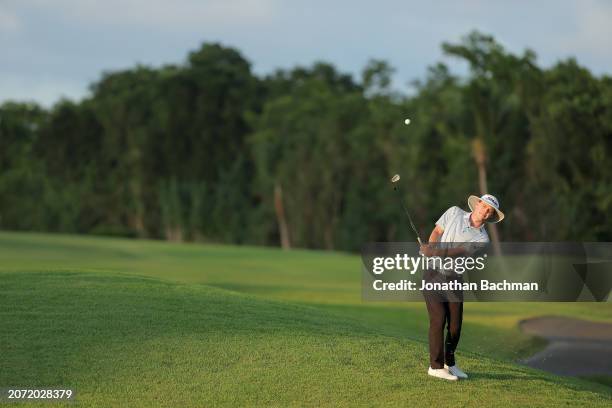 Joe Highsmith of the United States chips to the 18th green during the third round of the Puerto Rico Open at Grand Reserve Golf Club on March 09,...