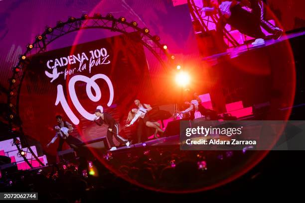 Abraham Mateo performs in concert during the Cadena 100 "Por La Paz" concert at WiZink Center on March 09, 2024 in Madrid, Spain.
