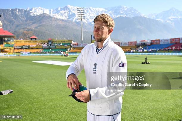 Joe Root of England during day three of the 5th Test Match between India and England at Himachal Pradesh Cricket Association Stadium on March 09,...