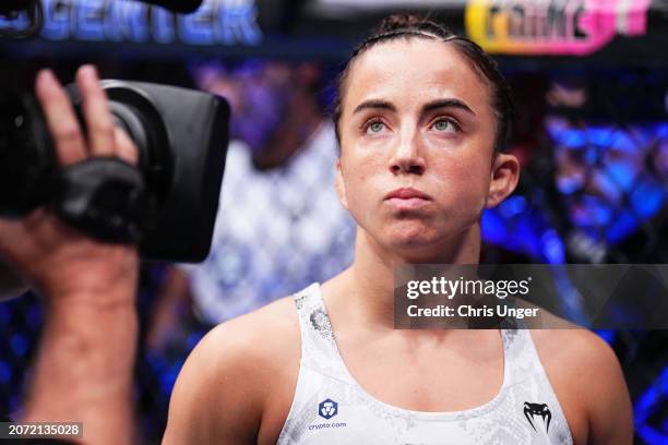 Maycee Barber prepares to face Katlyn Cerminara in a flyweight fight during the UFC 299 event at Kaseya Center on March 09, 2024 in Miami, Florida.