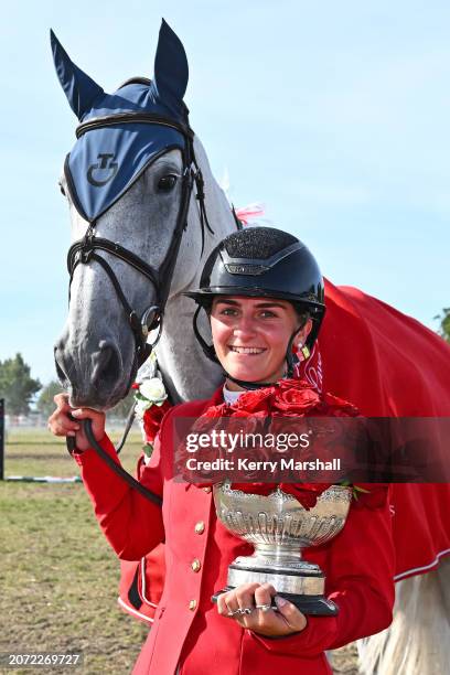 Sophie Scott wins the Olympic Cup Horse of the Year title riding Waitangi Skynet at Land Rover Horse of the Year, Tomoana Showgrounds on March 10,...