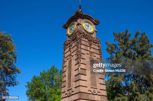 reloj monumental [monumentasl clock twoer], jardín colón/	jardín de la merced [columbus garden/garden of mercy], san luis potosi city, state of san luis potosi, mexico - mexico city clock tower stock pictures, royalty-free photos & images