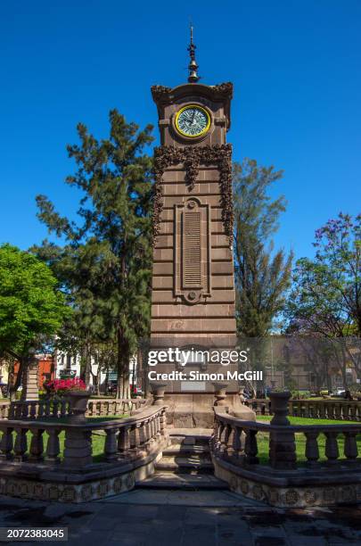 reloj monumental [monumentasl clock twoer], jardín colón/	jardín de la merced [columbus garden/garden of mercy], san luis potosi city, state of san luis potosi, mexico - mexico city clock tower stock pictures, royalty-free photos & images