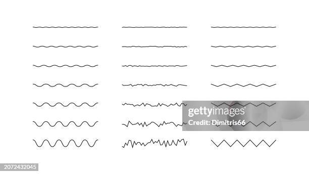 illustrations, cliparts, dessins animés et icônes de ensemble de lignes : rugueuses, ondulées et zigzagées - zigzag