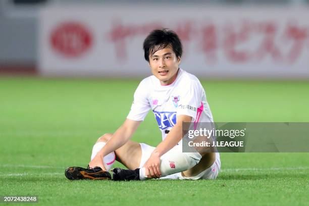 Kohei Kato of Sagan Tosu shows dejection after the team's 2-3 defeat in the J.League YBC Levain Cup Group D match between V-Varen Nagasaki and Sagan...