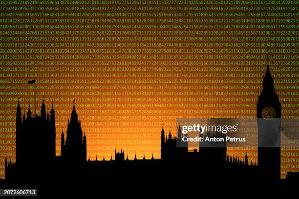 cybersecurity in the uk. digital code and london - westminster digital stock pictures, royalty-free photos & images