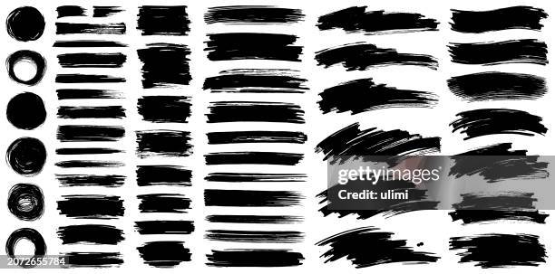 illustrazioni stock, clip art, cartoni animati e icone di tendenza di paint brush strokes - pennello