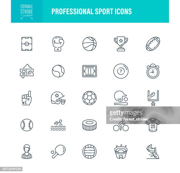 professional sport icons editable stroke - cycling glove stock illustrations