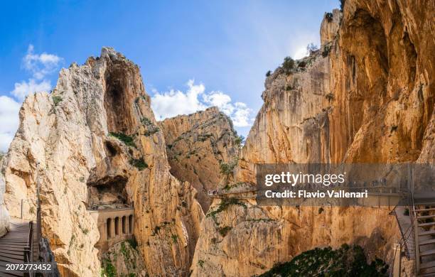 el caminito del rey, spectacular path in andalusia (spain) - spain caminito del rey stock pictures, royalty-free photos & images