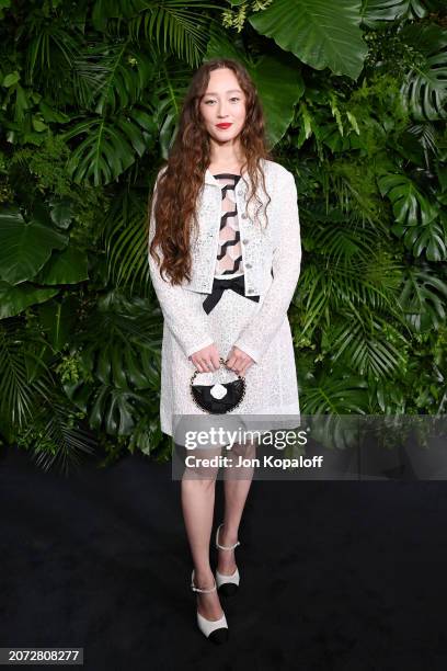 Havana Rose Liu attends the CHANEL and Charles Finch Annual Pre-Oscar Dinner at The Polo Lounge at The Beverly Hills Hotel on March 09, 2024 in...