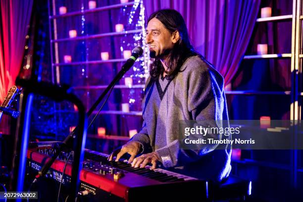 Jeff Bhasker performs during the Playing For Frances: Portugal. The Man's concert benefitting DHDDS at a private residence on March 09, 2024 in...