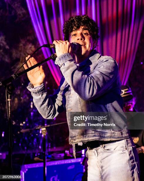 Asa Taccone performs during the Playing For Frances: Portugal. The Man's concert benefitting DHDDS at a private residence on March 09, 2024 in...