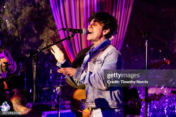 Asa Taccone performs during the Playing For Frances: Portugal. The Man's concert benefitting DHDDS at a private residence on March 09, 2024 in...