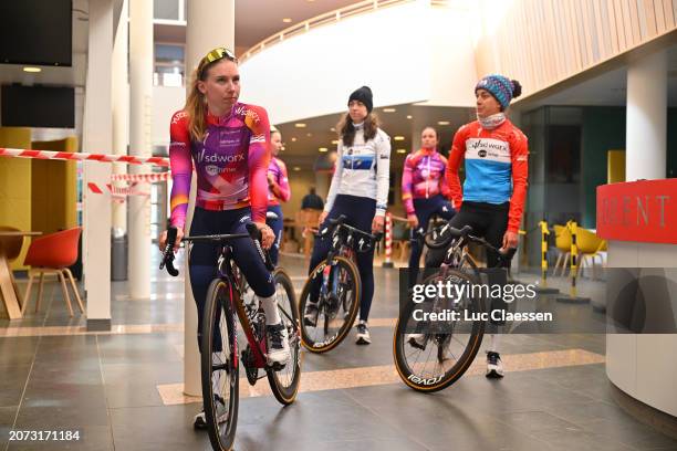 Lorena Wiebes of The Netherlands and Team SD Worx - Protime prior to the 17th Miron Women's WorldTour Ronde van Drenthe 2024 a 158.1km one day race...