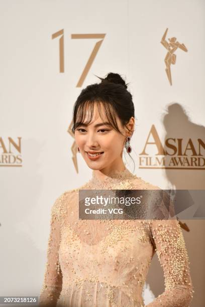 Actress Isabella Leong arrives at the red carpet of the 17th Asian Film Awards on March 10, 2024 in Hong Kong, China.