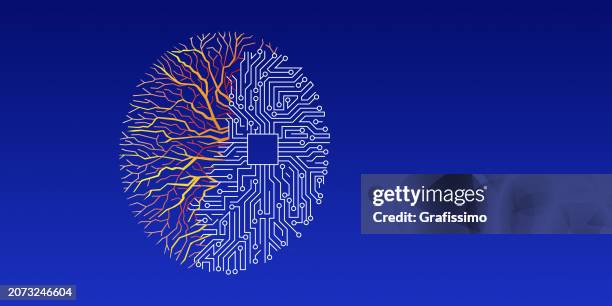 stockillustraties, clipart, cartoons en iconen met human brain made out of circuit board and neurons as brain anatomy - artificieel neuraal netwerk