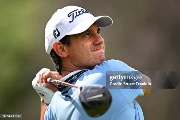 Matteo Manassero of Italy tees off on the 13th hole during day four of the Jonsson Workwear Open at Glendower Golf Club on March 10, 2024 in...